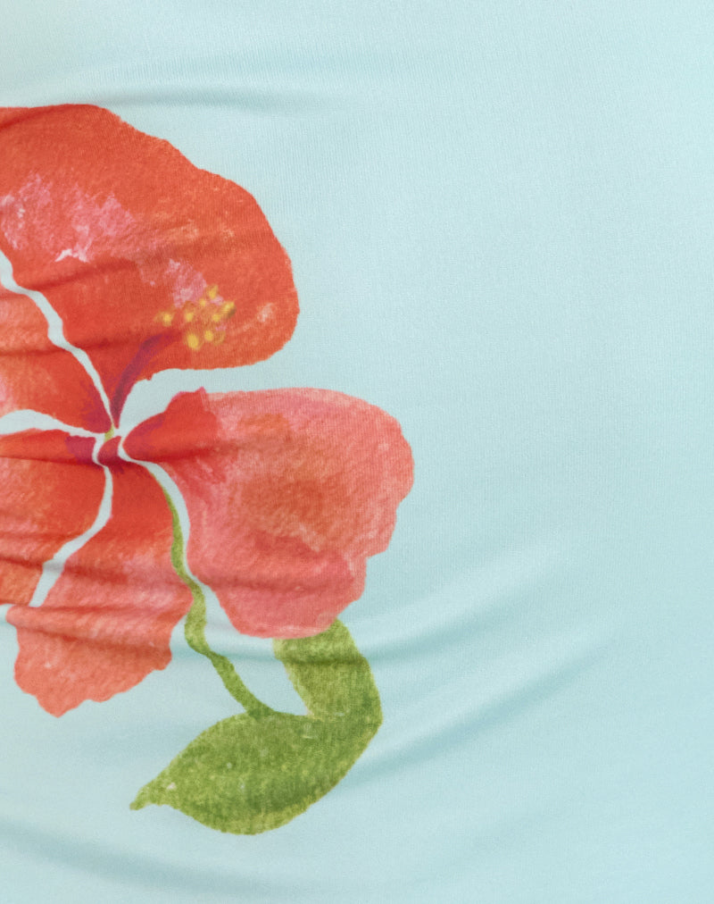 Boril Cami Top in Mono Flower Blue and Orange-Nico Sky