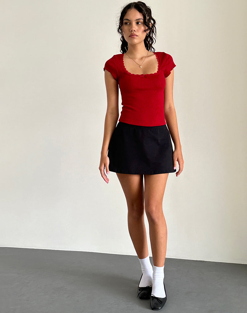 Bovillo Cap Sleeve Top in Adrenaline Red-Nico Sky