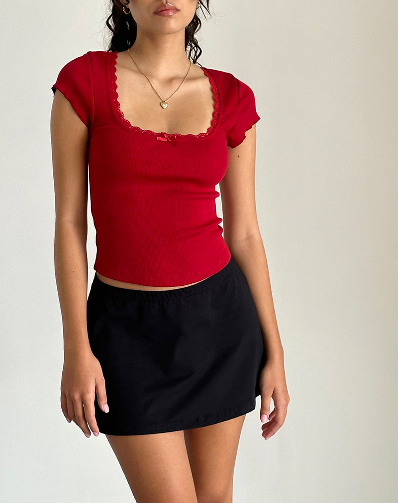 Bovillo Cap Sleeve Top in Adrenaline Red-Nico Sky
