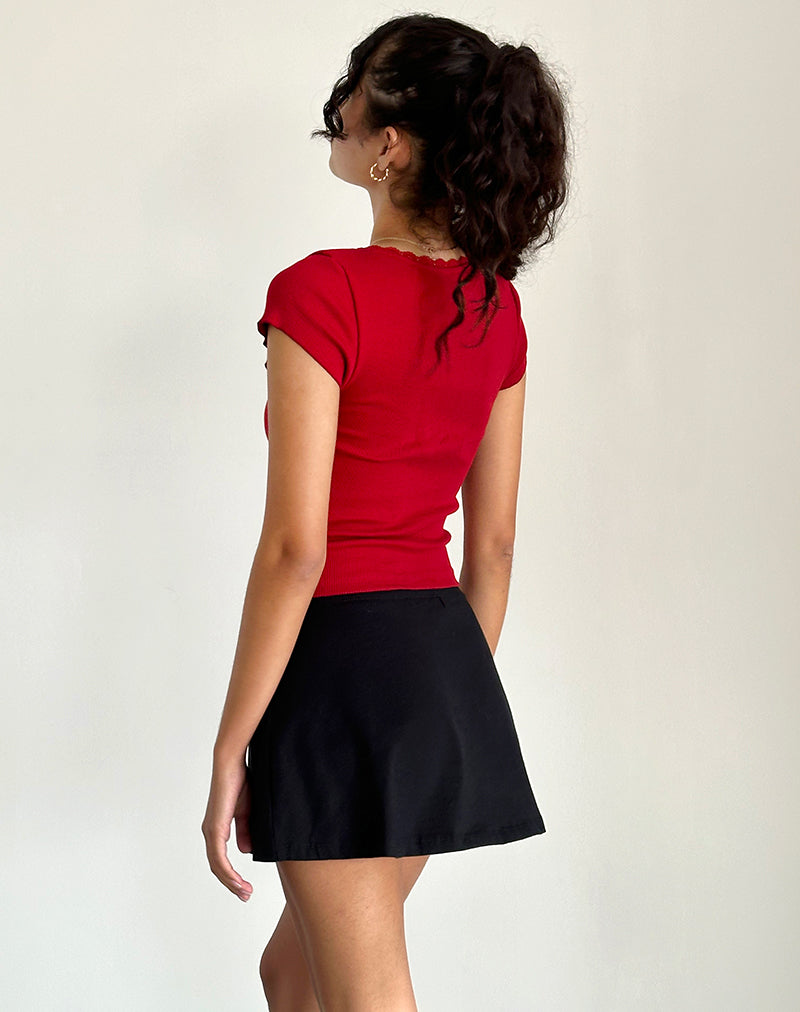Bovillo Cap Sleeve Top in Adrenaline Red-Nico Sky