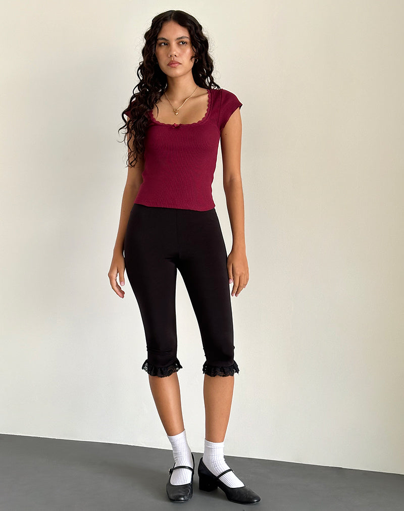 Bovillo Cap Sleeve Top in Burgundy-Nico Sky