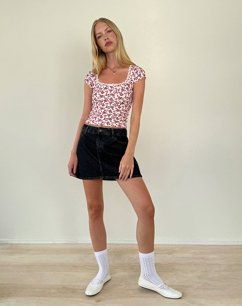 Bovillo Top in Summer Strawberry Off White-Nico Sky