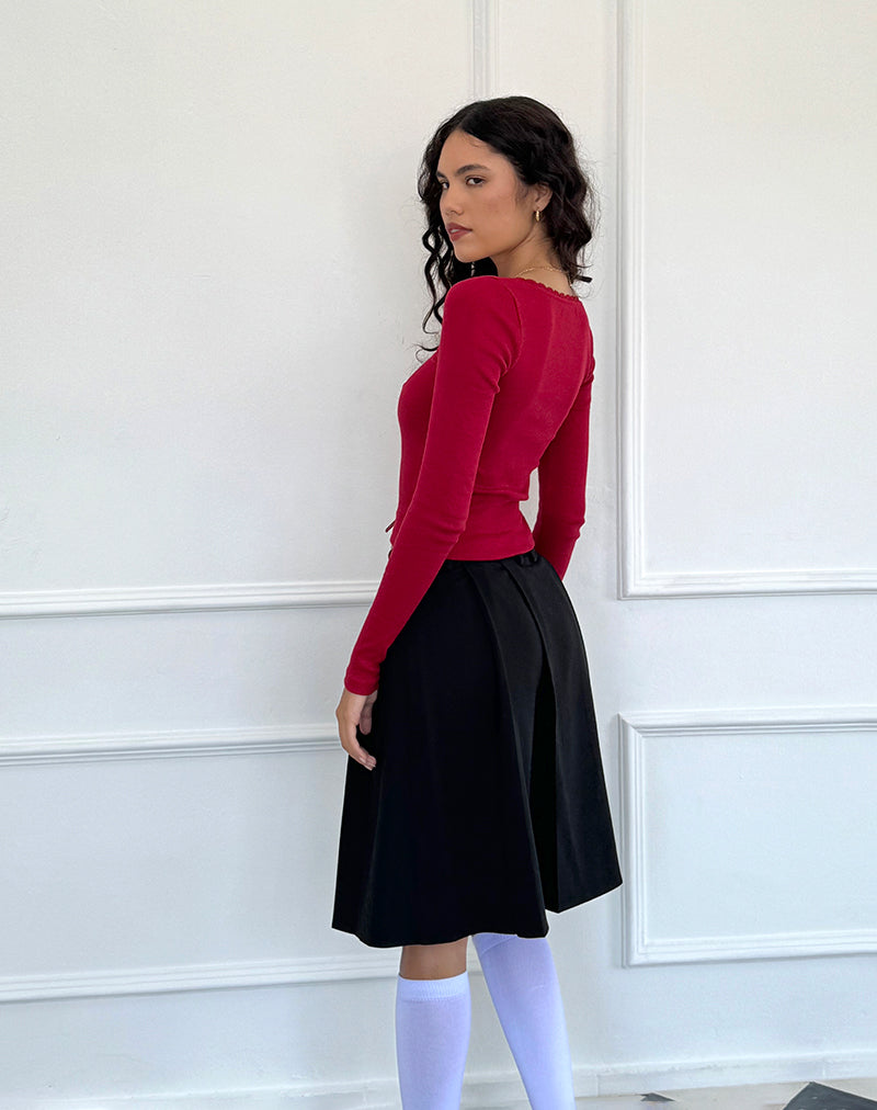 Bovita Long Sleeve Top in Adrenaline Red-Nico Sky
