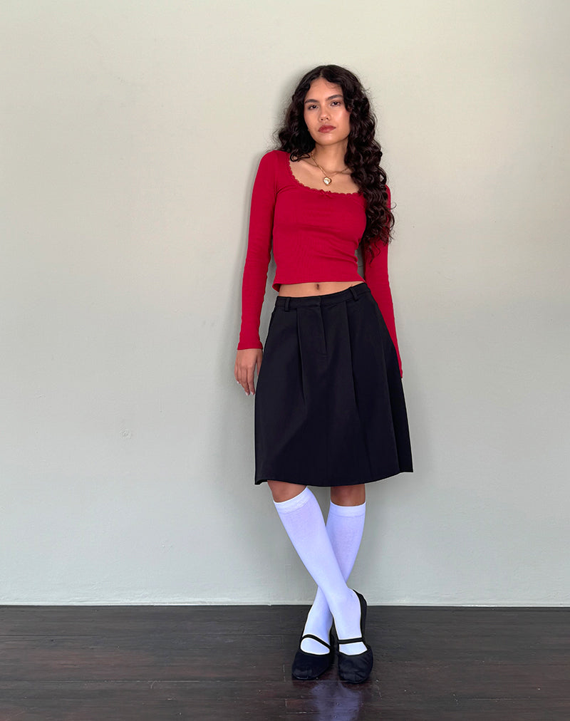 Bovita Long Sleeve Top in Adrenaline Red-Nico Sky