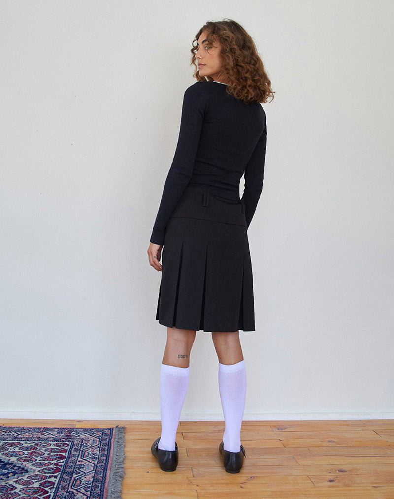 Bovita Long Sleeve Top in Black with Off White Trim-Nico Sky