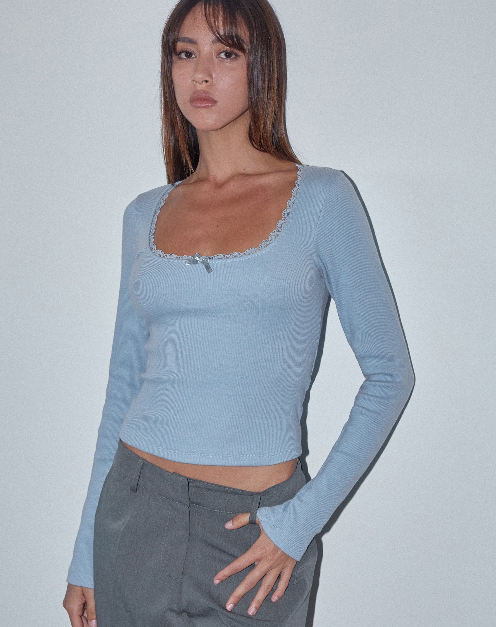 Bovita Long Sleeve Top in Nantucket Blue-Nico Sky