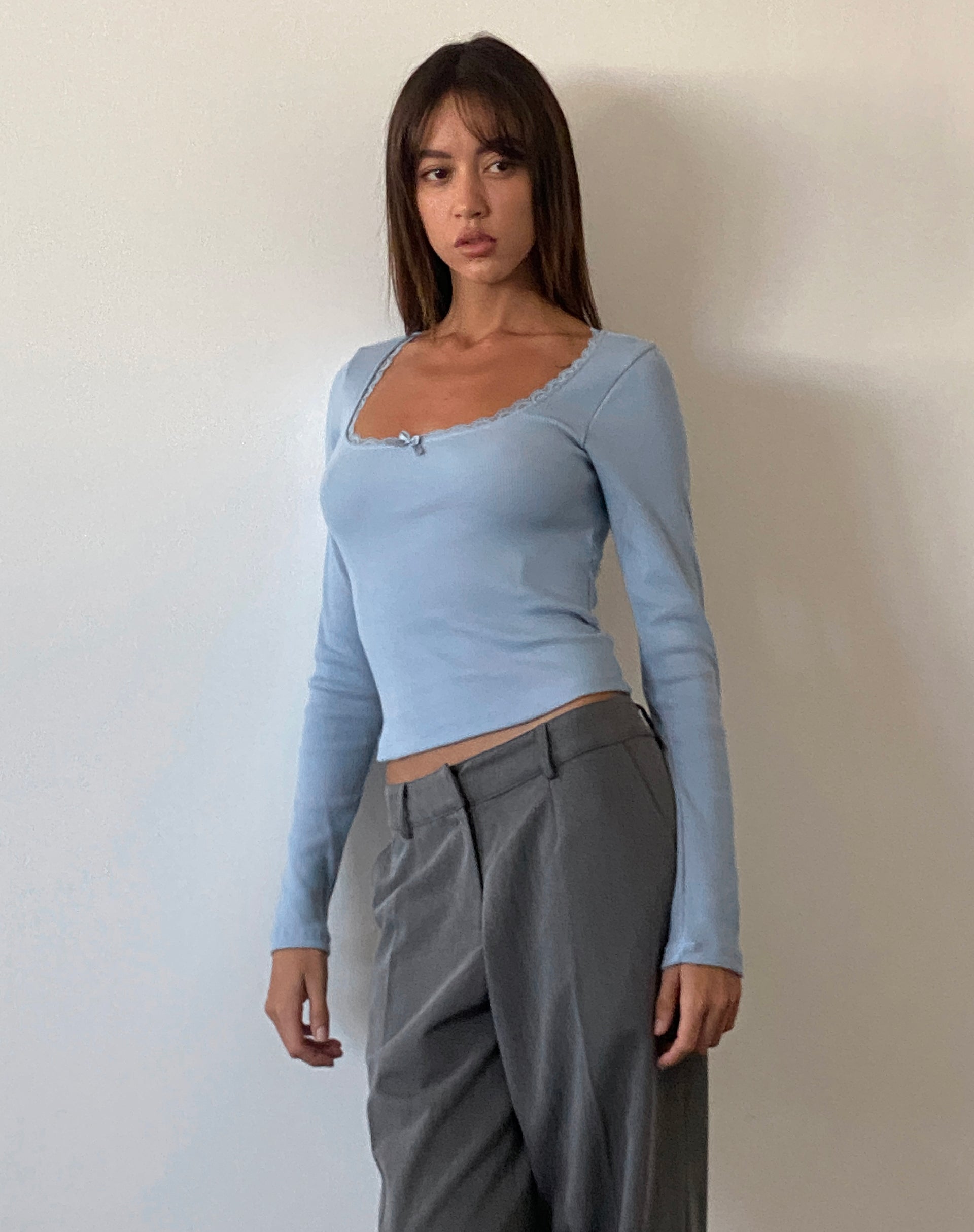 Bovita Long Sleeve Top in Nantucket Blue-Nico Sky