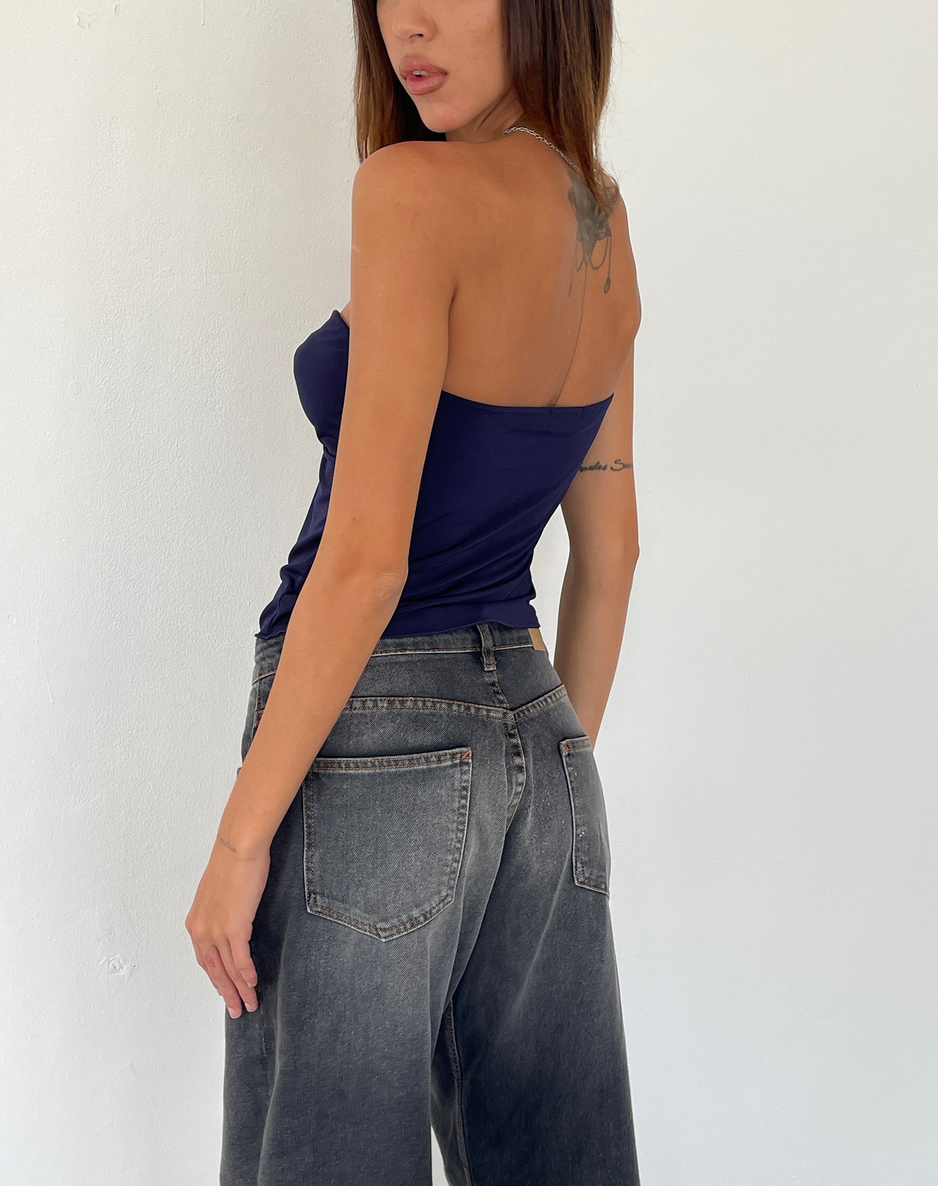 Brea Bandeau Butterfly Top in Slinky Navy-Nico Sky