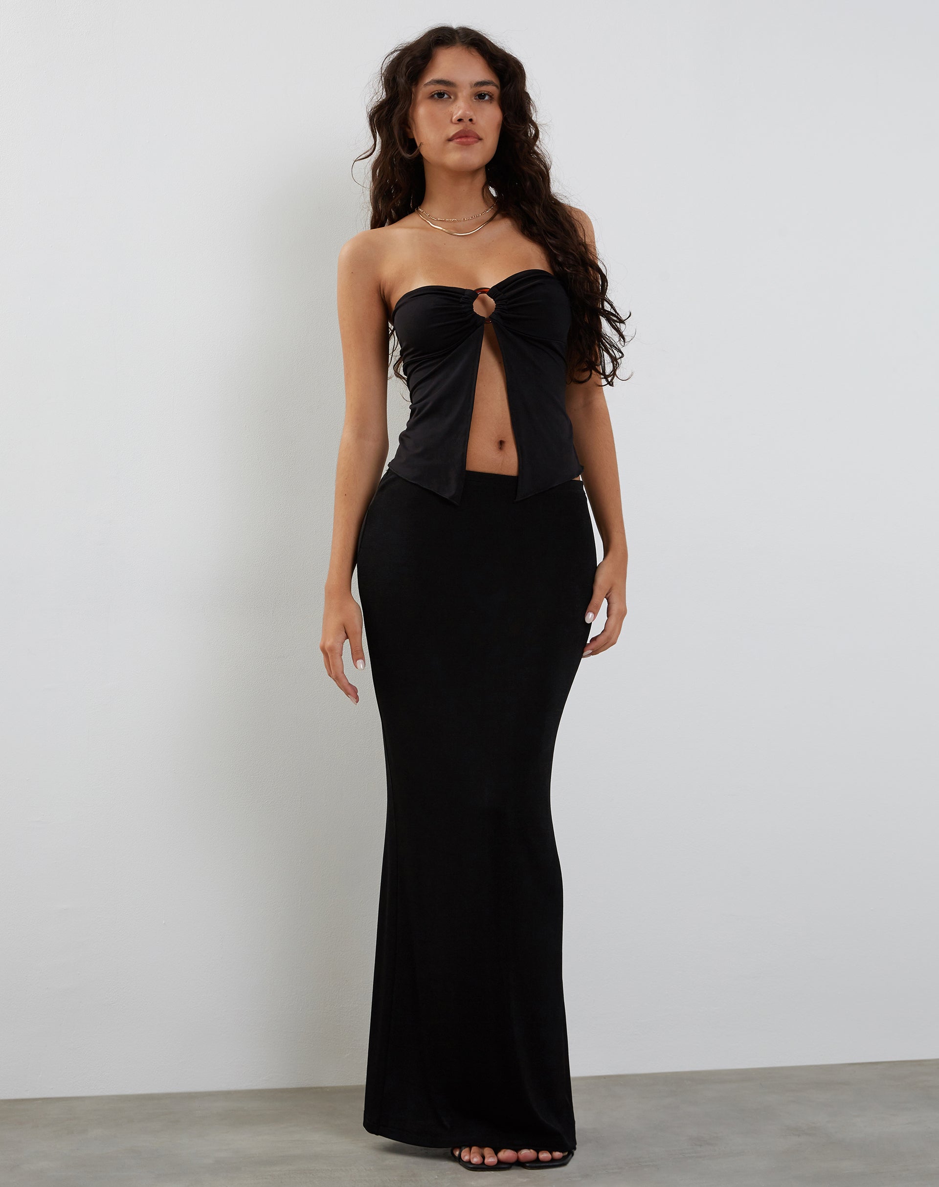 Brea Bandeau Top in Slinky Black-Nico Sky