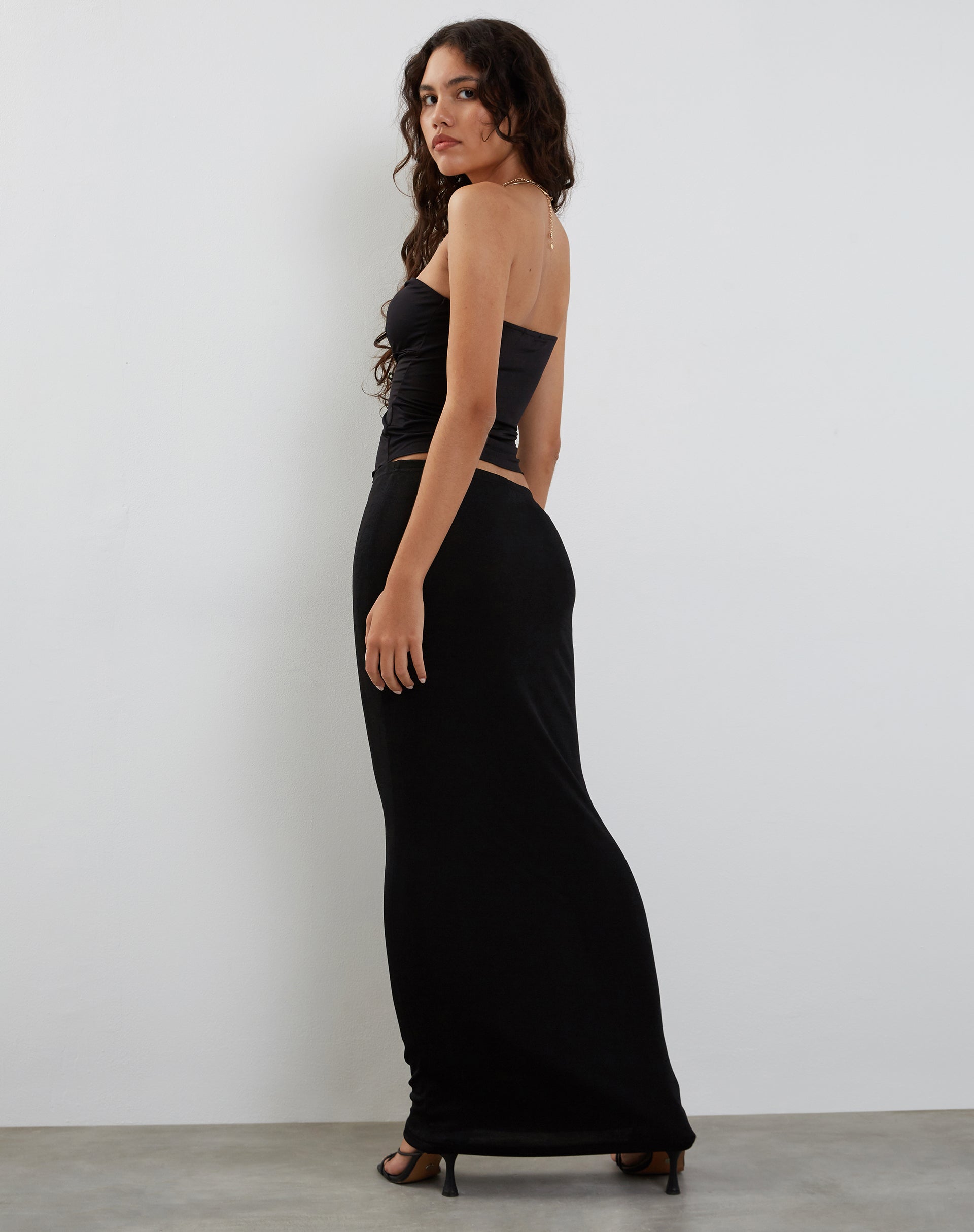 Brea Bandeau Top in Slinky Black-Nico Sky