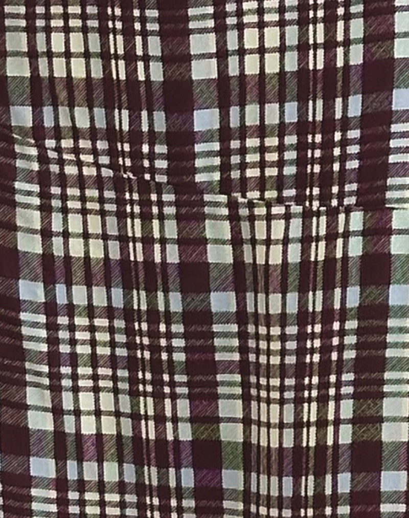 Brella Midi Skirt in Multi Check Brown-Nico Sky