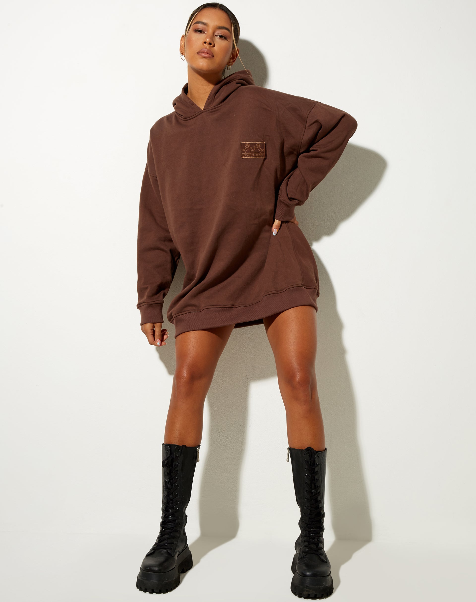 Bren Hoodie in Deep Mahogany Cherub L'Amour Label Embro-Nico Sky
