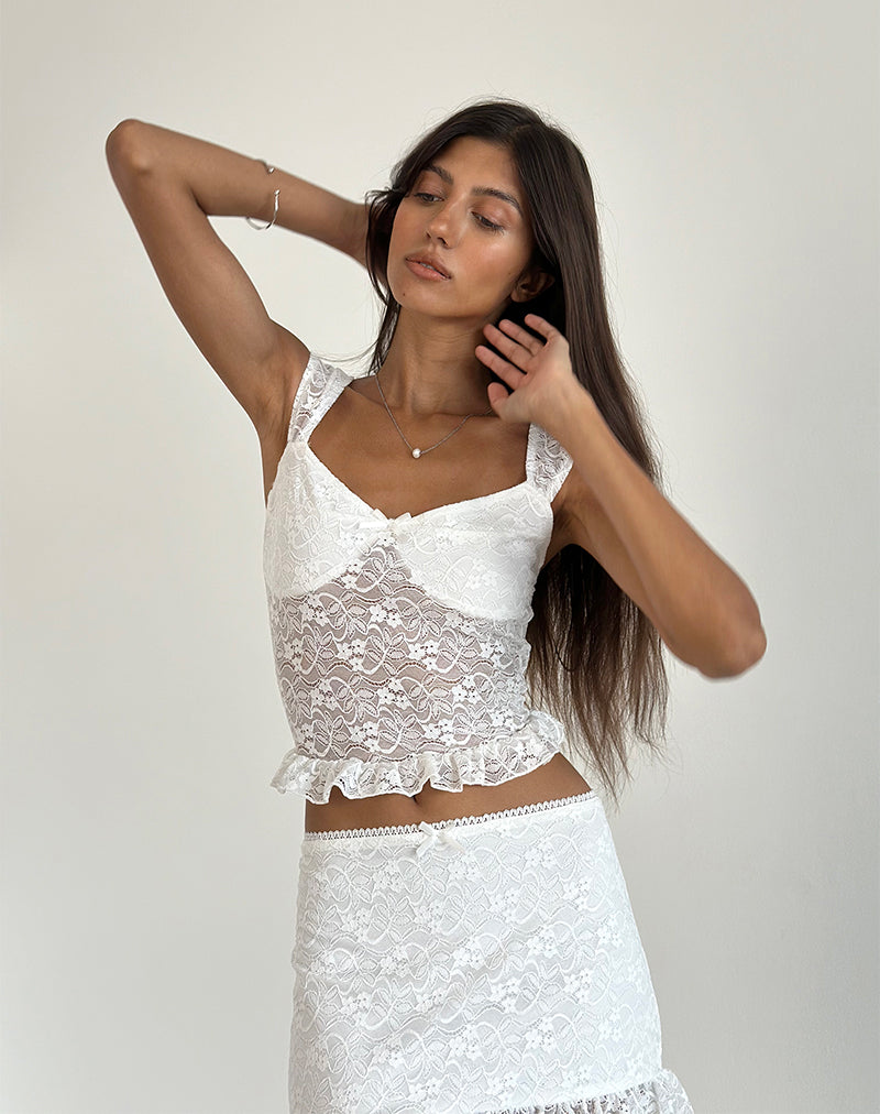 Brietta Cami Top in Lace Ivory-Nico Sky