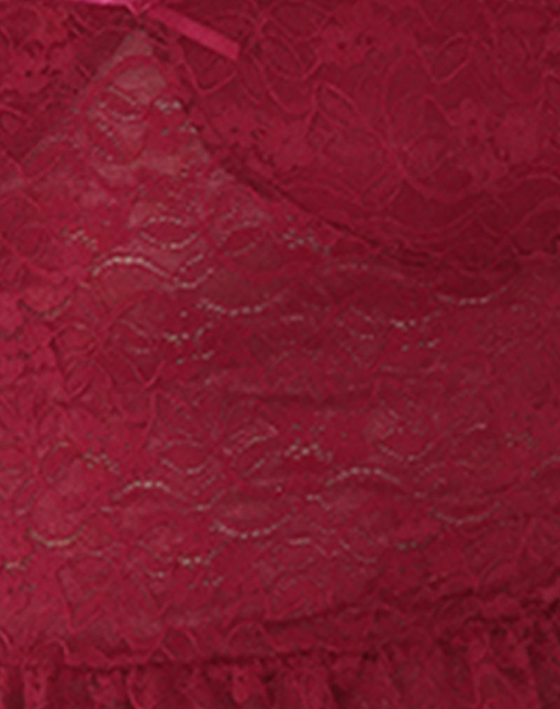 Brietta Cami Top in Deep Red Lace-Nico Sky