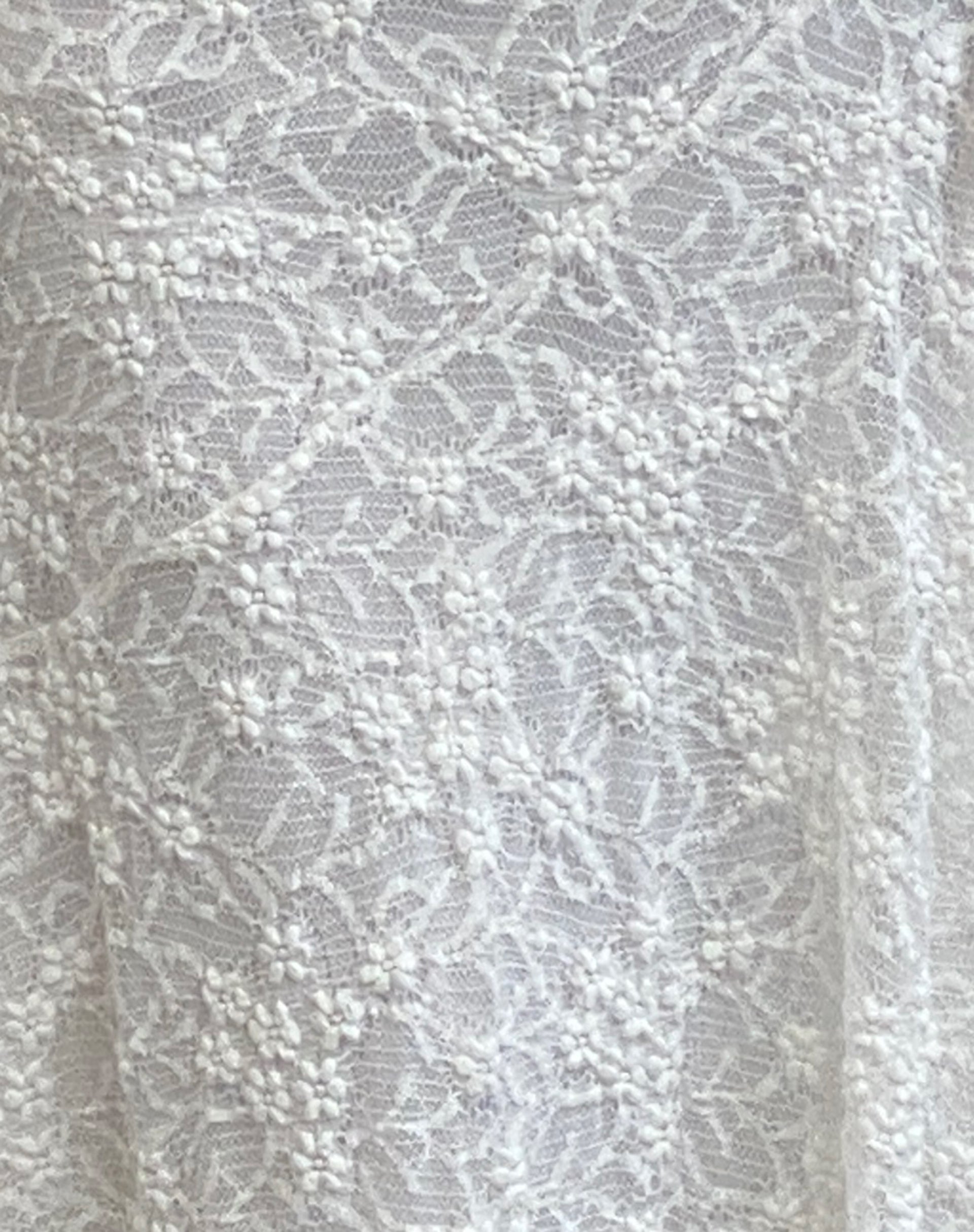 Cinta Low Rise Midi Skirt in Lace Ivory-Nico Sky