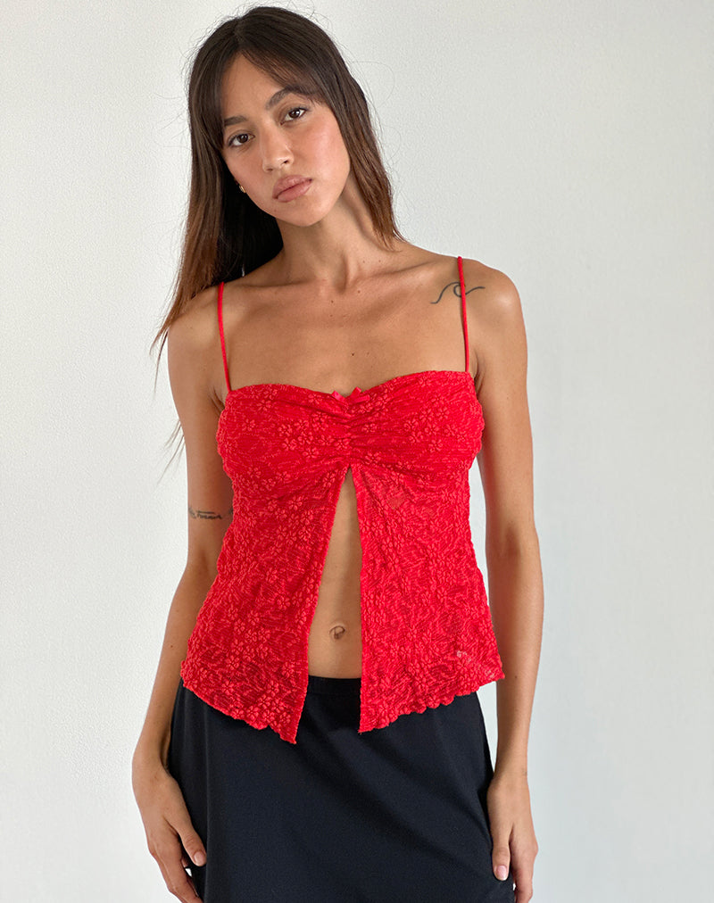 Briony Top in Lace Red-Nico Sky