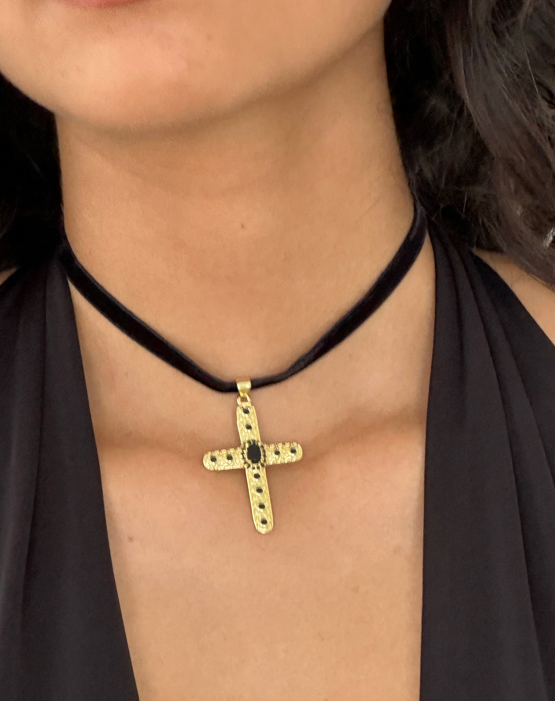 Brooklyn Cross Choker Necklace by Gemini Jewels-Nico Sky