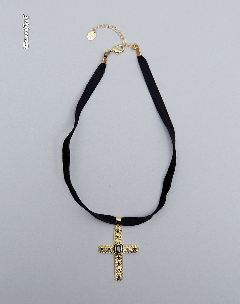 Brooklyn Cross Choker Necklace by Gemini Jewels-Nico Sky