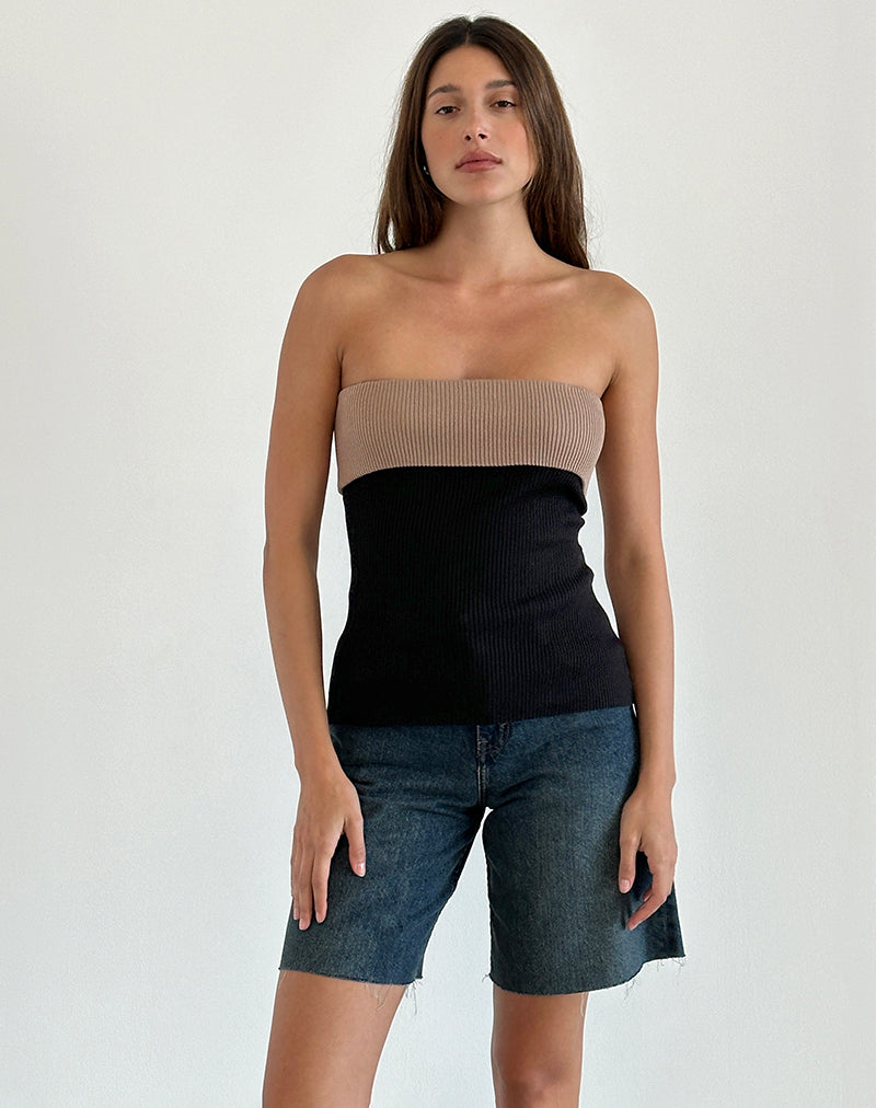 Brylee Tube Top in Knit Black-Nico Sky