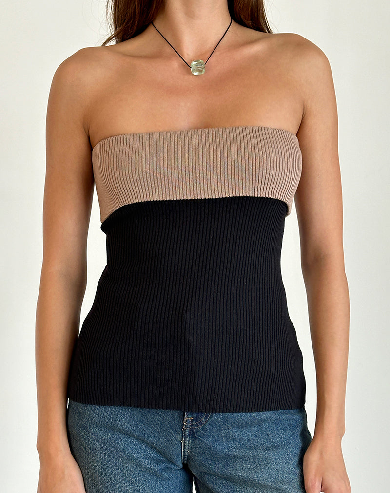 Brylee Tube Top in Knit Black-Nico Sky