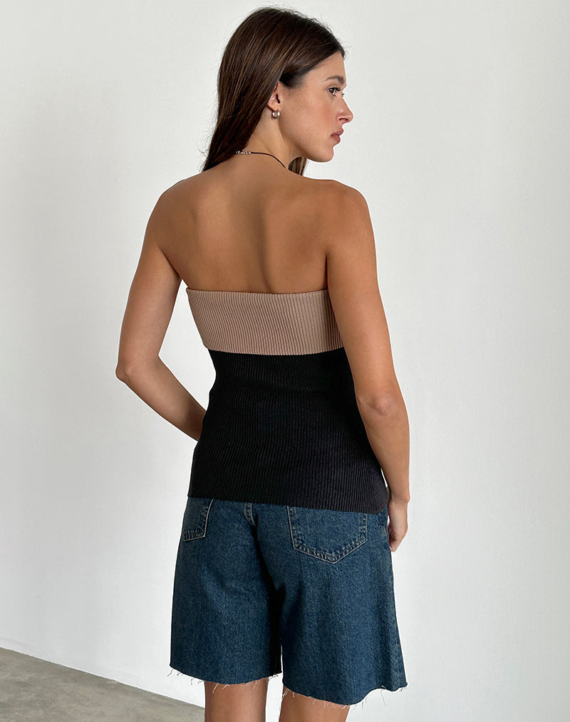 Brylee Tube Top in Knit Black-Nico Sky