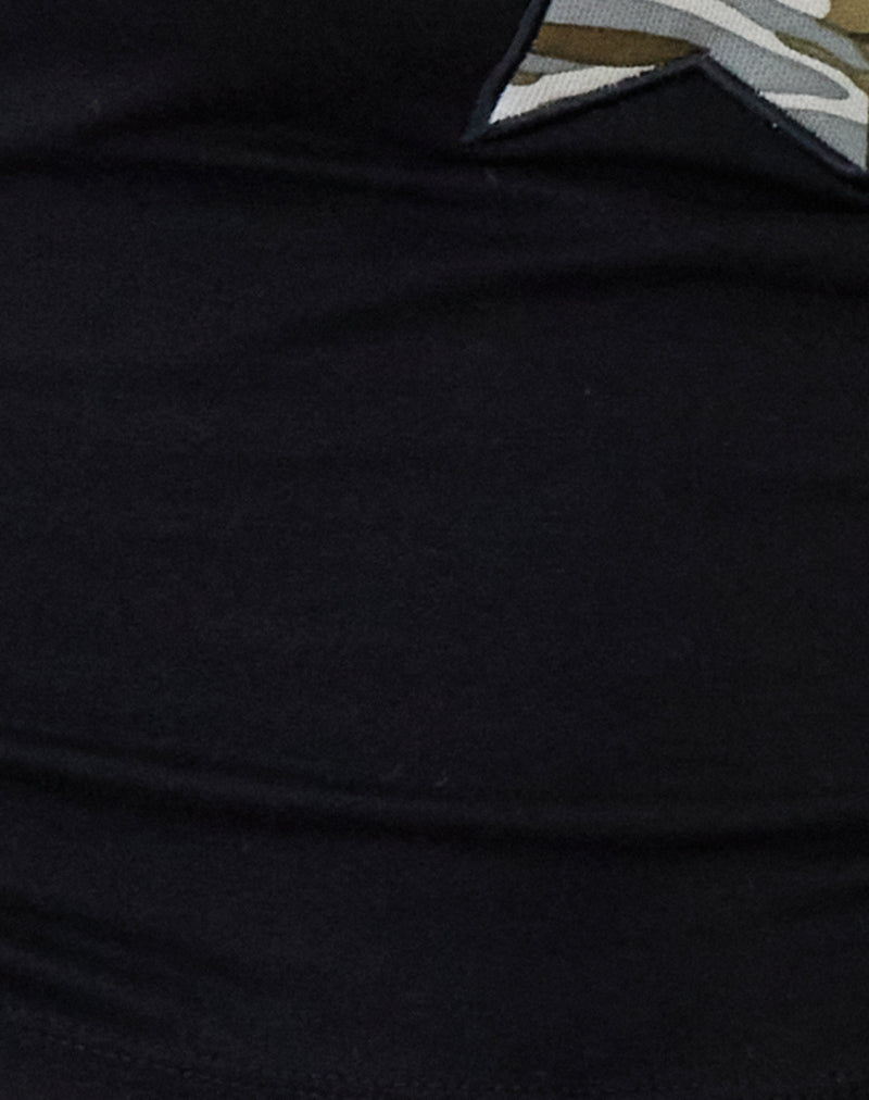 Brynn Cami Top in Black with Camo Star Print-Nico Sky