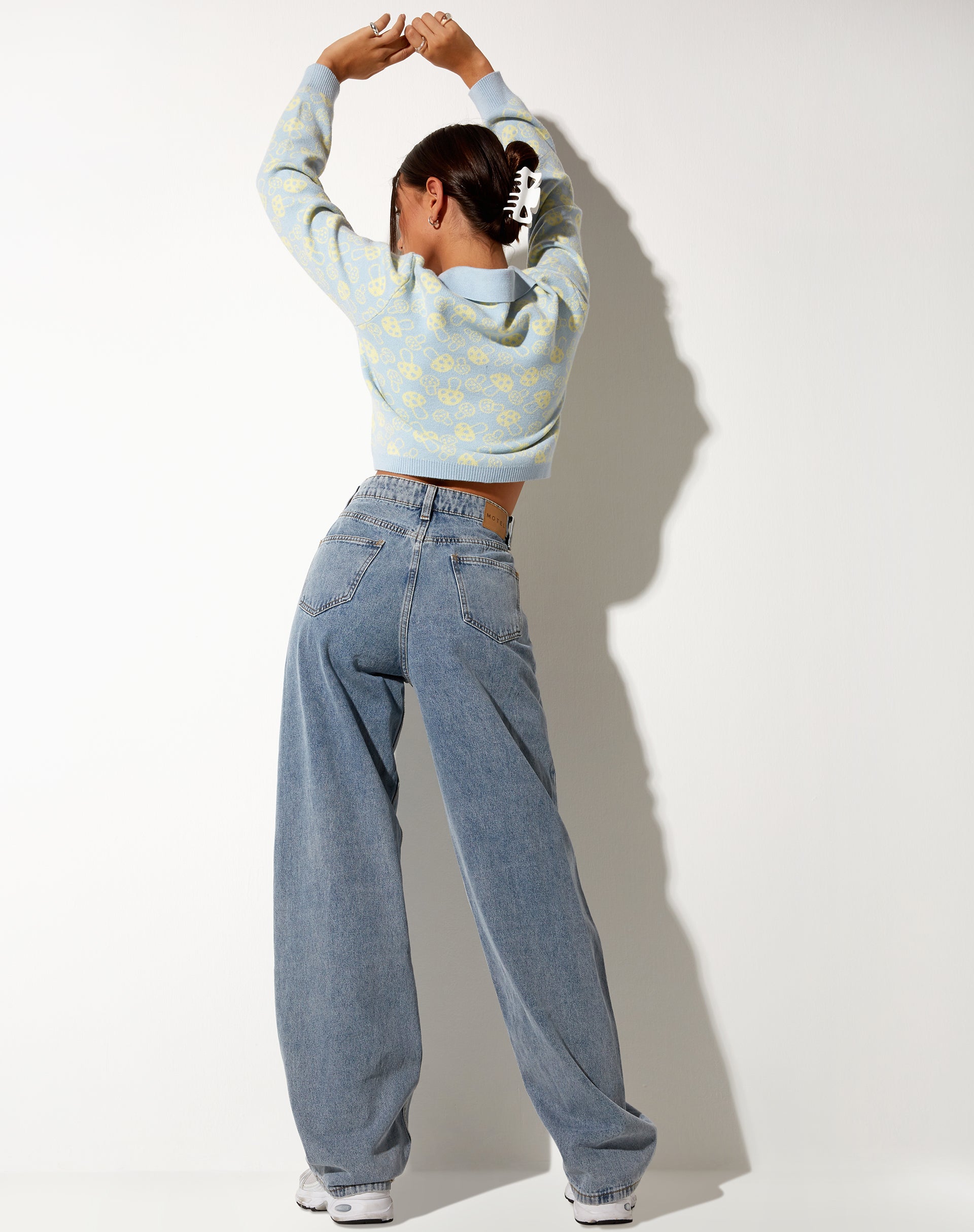 Bufo Cardigan in Baby Shroom Blue and Yellow-Nico Sky