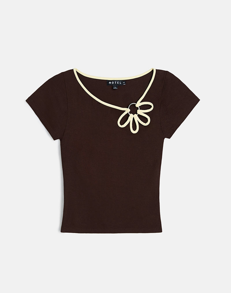 Bunga Flower Cut Out Top in Bitter Chocolate with Lemon Binding-Nico Sky