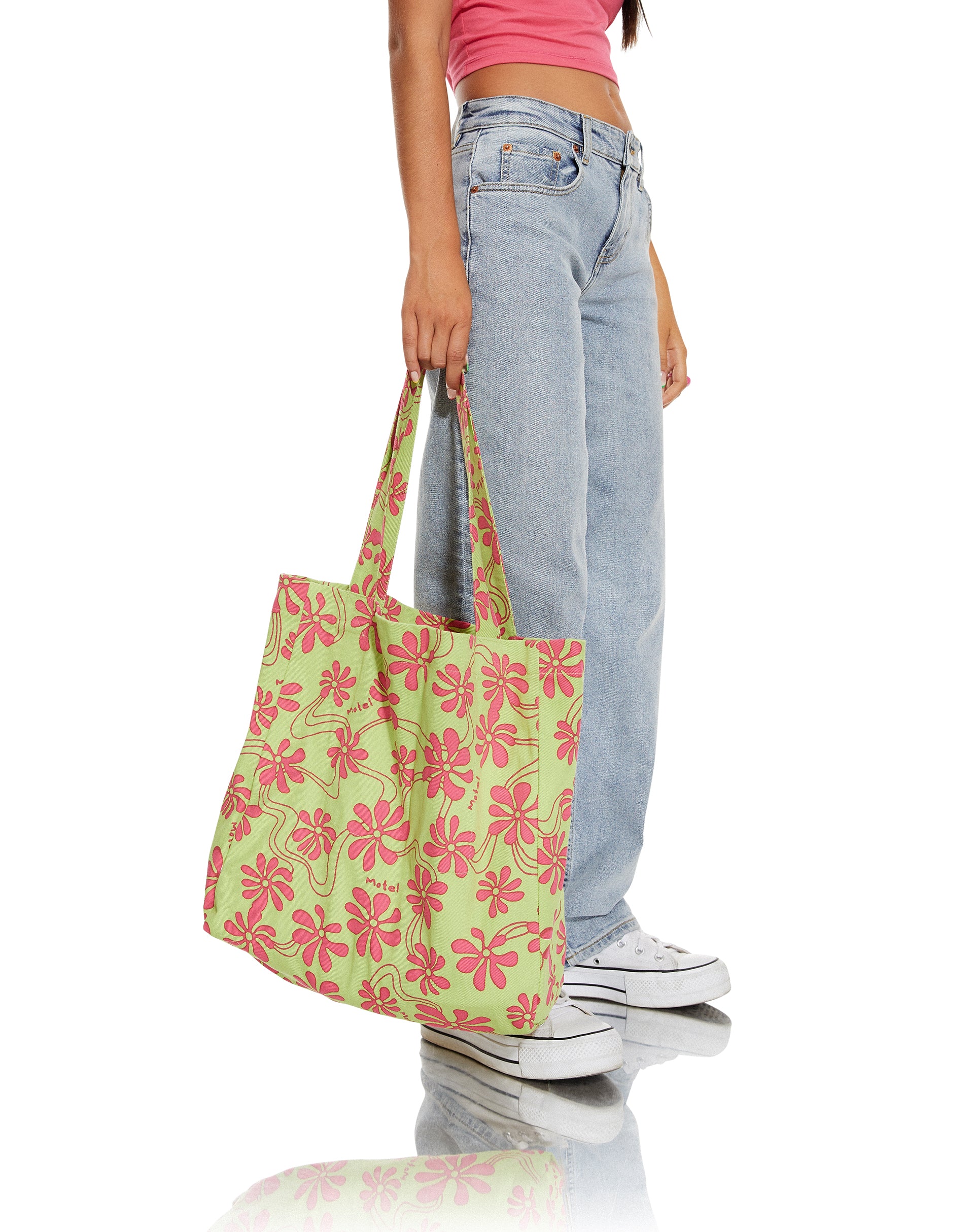 MOTEL X BARBARA Barbs Tote Bag in Green Beachy Floral-Nico Sky