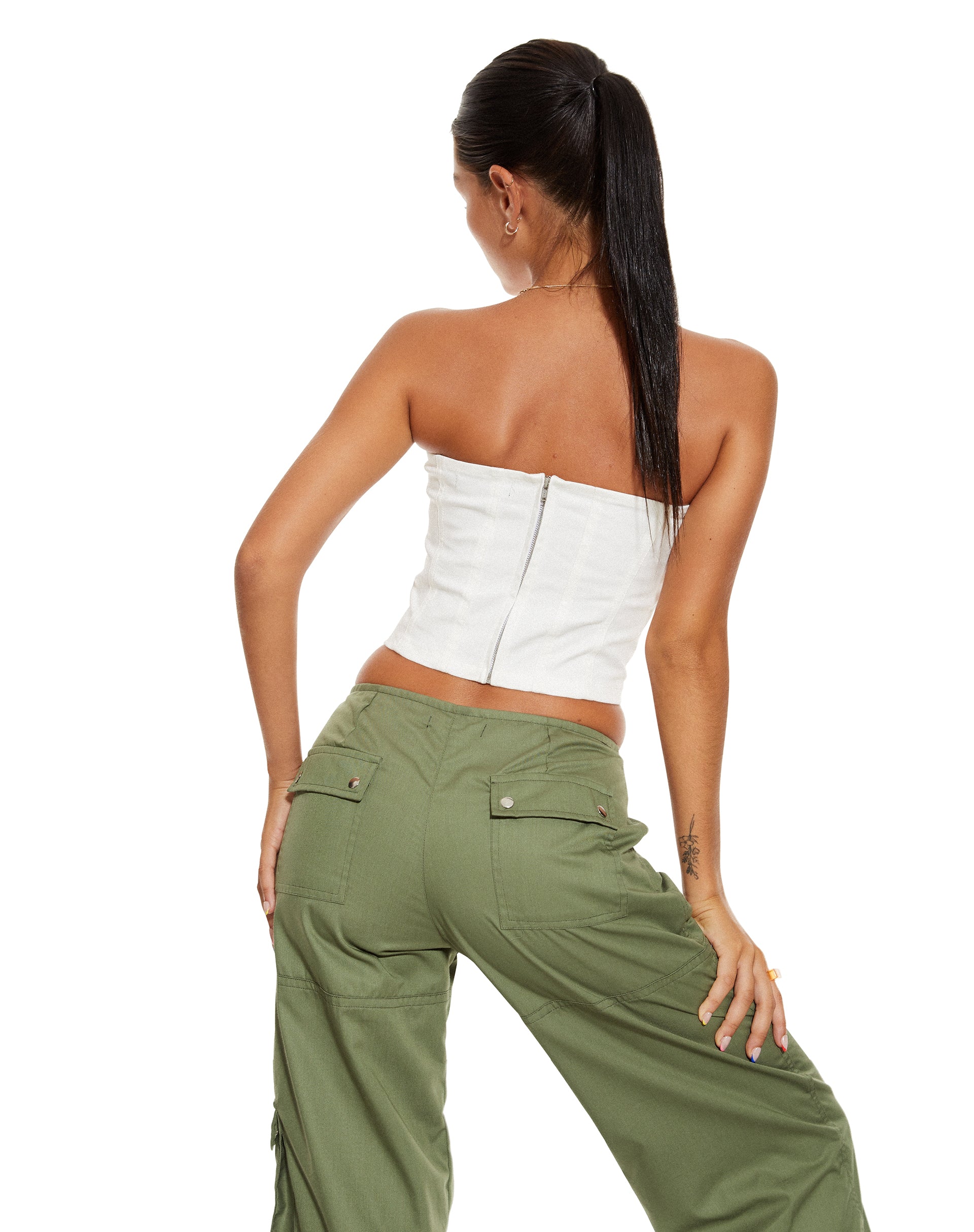 MOTEL X BARBARA Steia Corset Top in White-Nico Sky