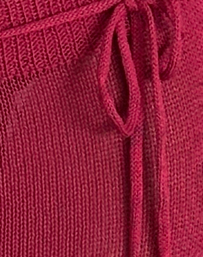 Leysa Midi Skirt in Sheer Knit Red-Nico Sky