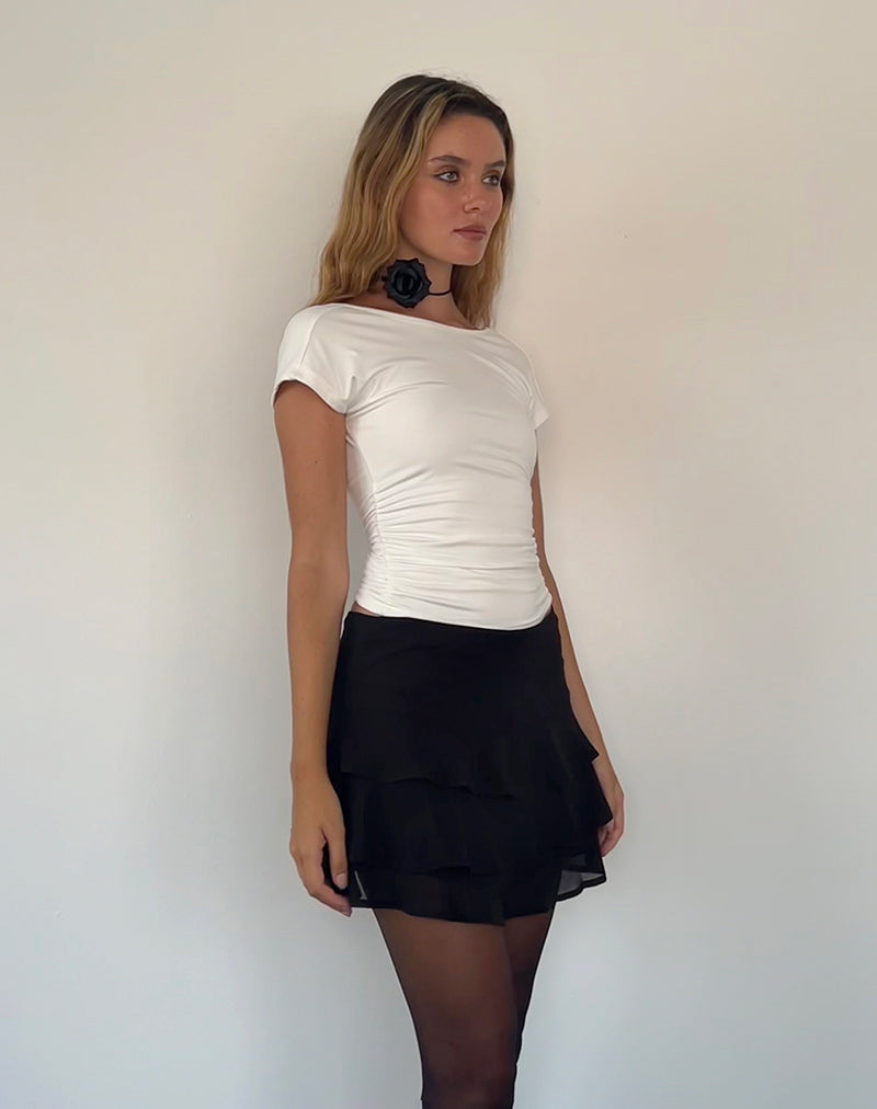 Camigo Ruffle Mini Skirt in Black-Nico Sky