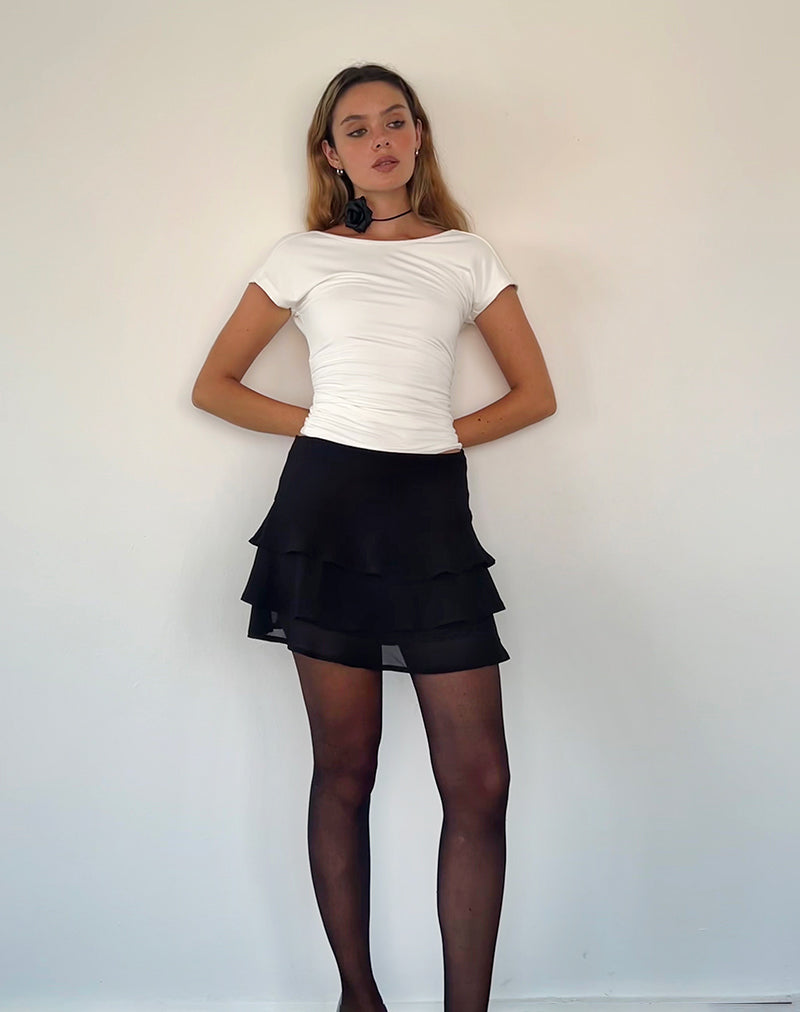 Camigo Ruffle Mini Skirt in Black-Nico Sky
