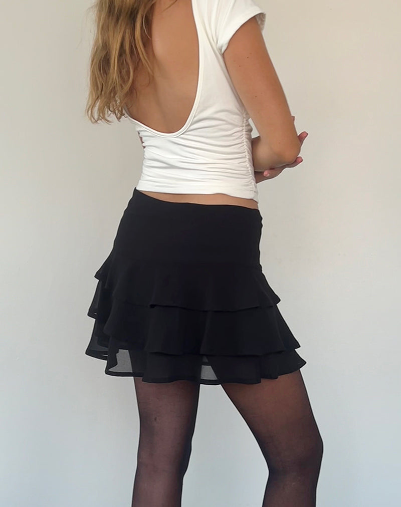 Camigo Ruffle Mini Skirt in Black-Nico Sky