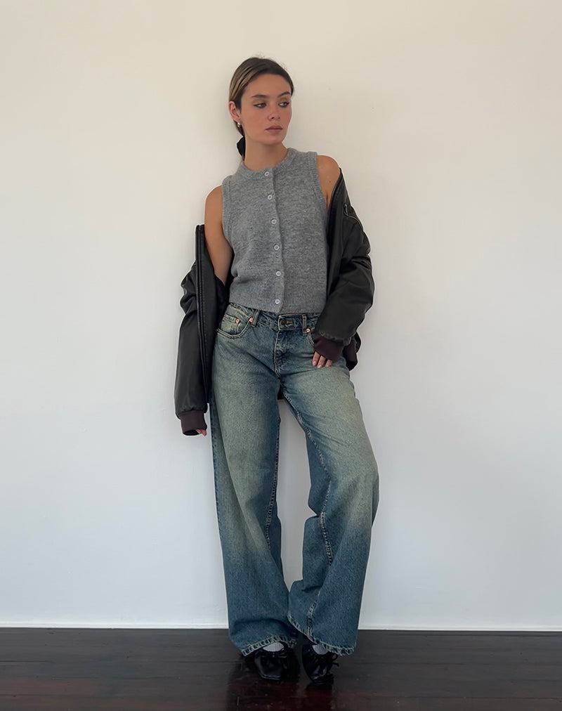 Cancri Button Through Vest in Grey-Nico Sky