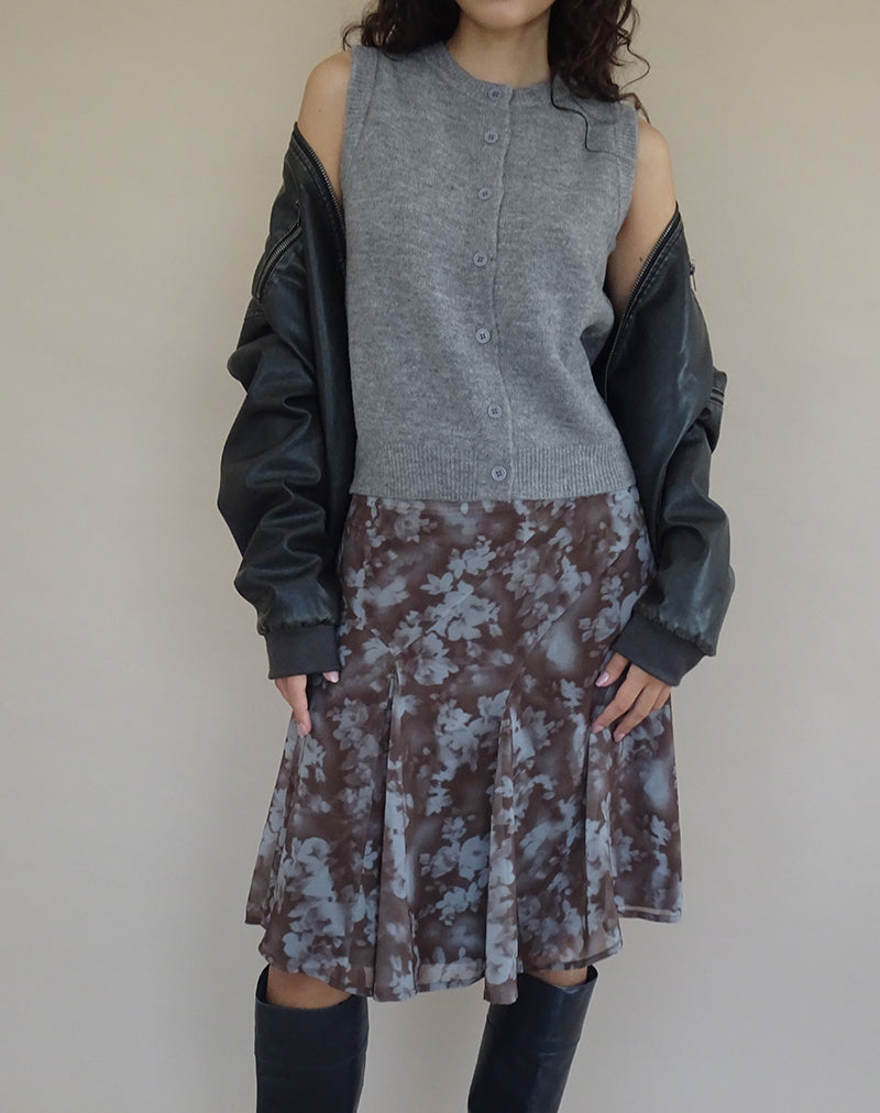 Cancri Button Through Vest in Grey-Nico Sky