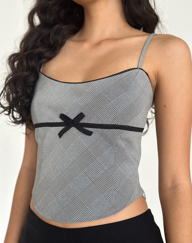 Canika Corset Top in Black and White Multi Check-Nico Sky