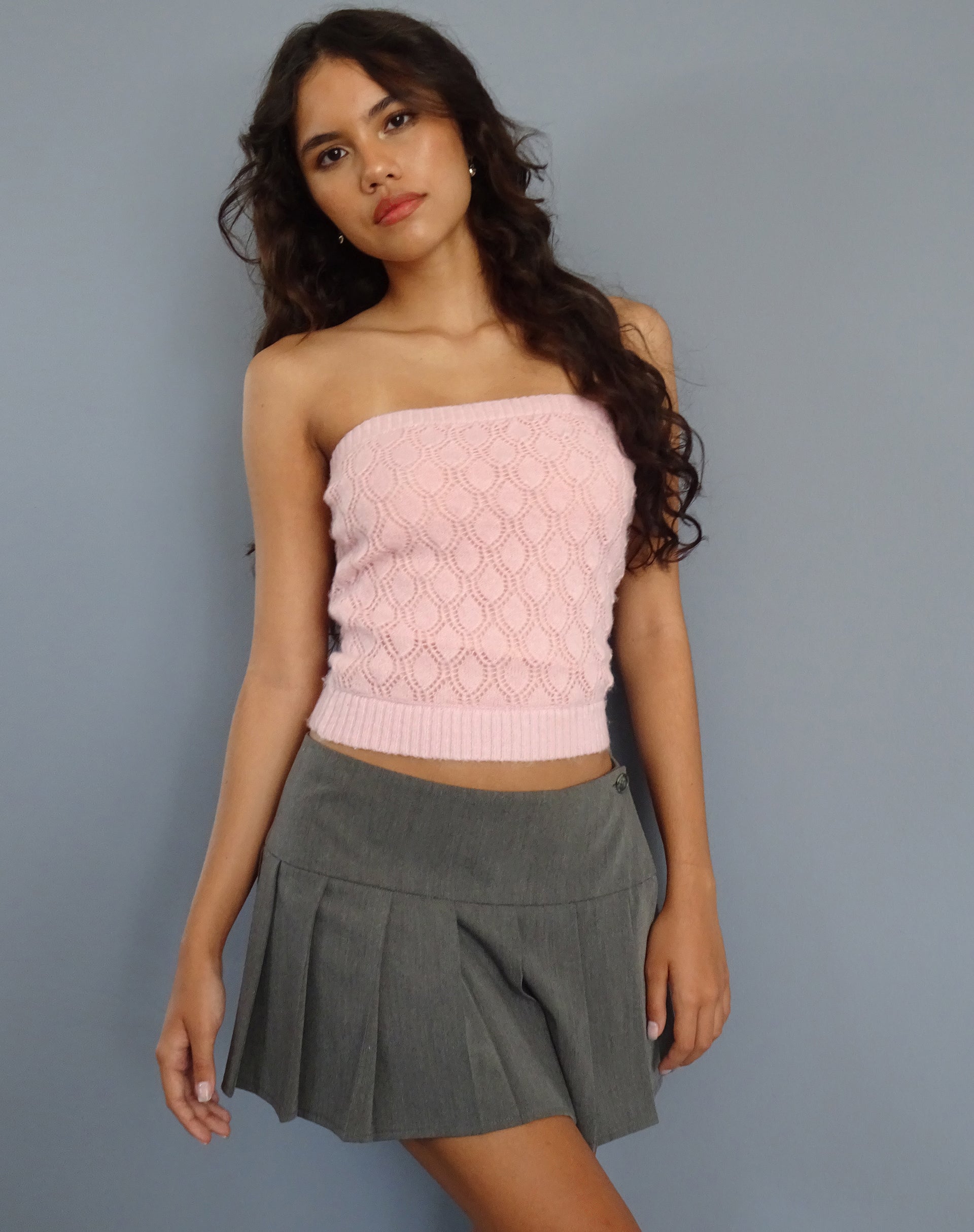 Canita Knitted Tube Top in Ballet Pink-Nico Sky