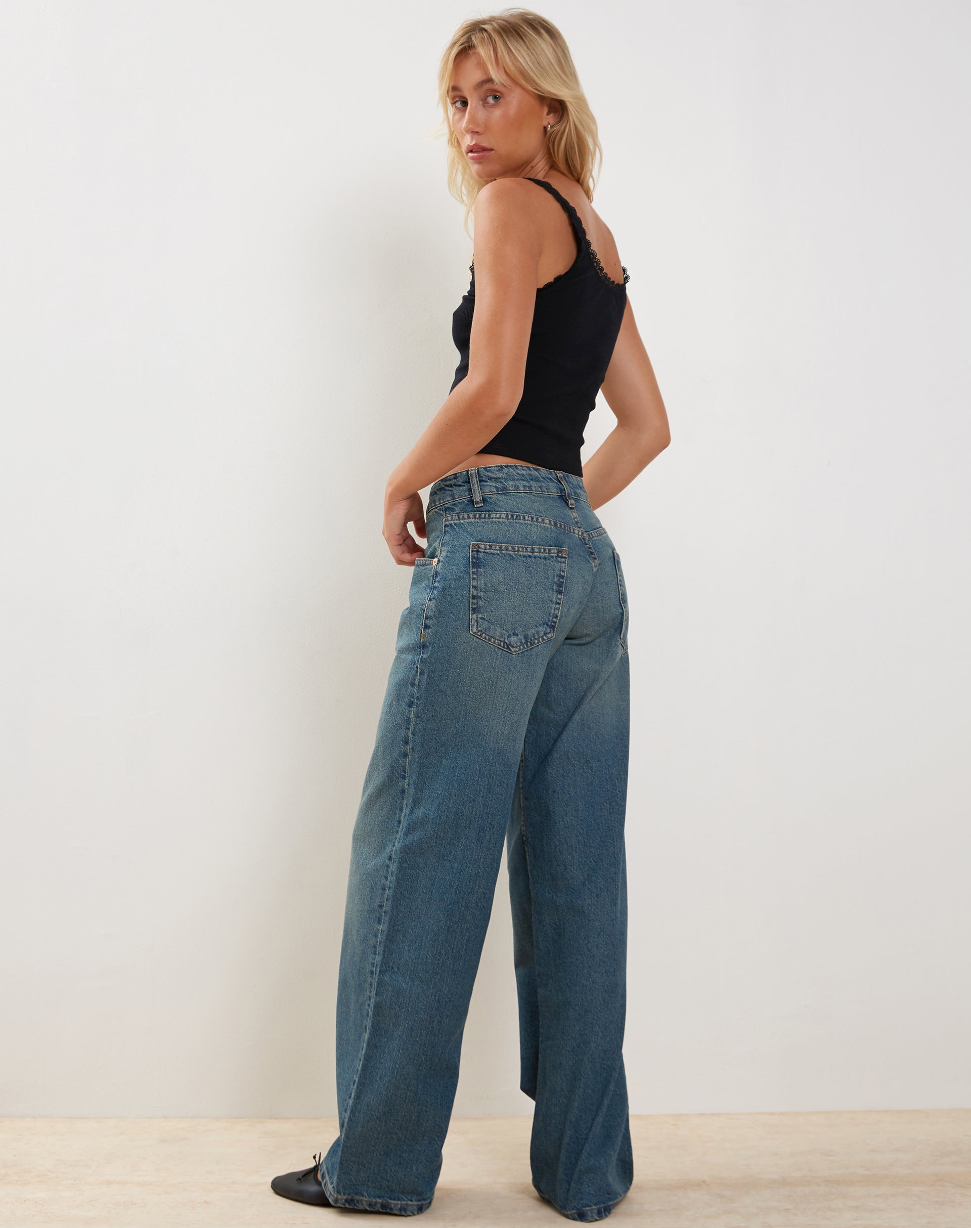 Carillo Lace Trim Vest Top in Black-Nico Sky