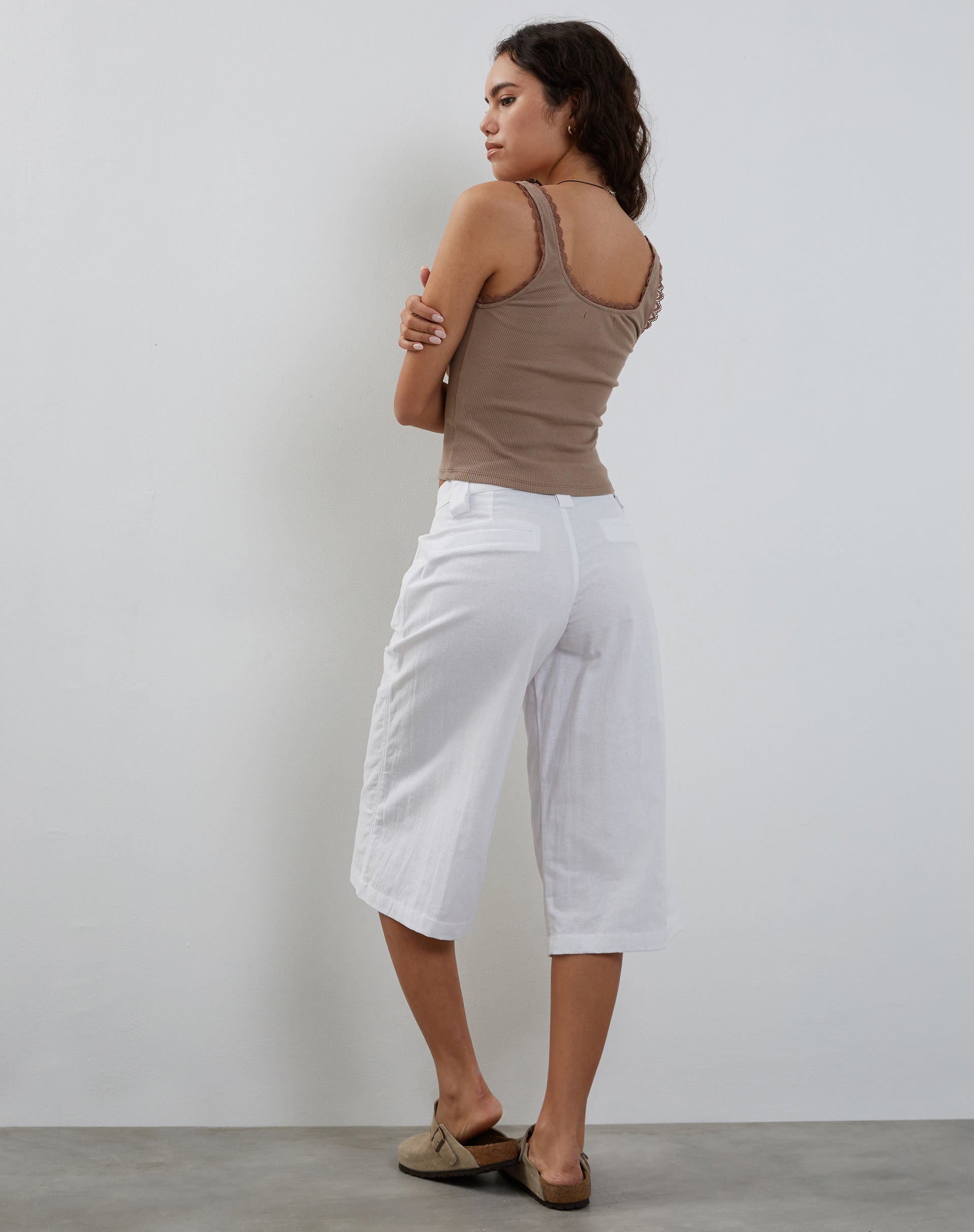 Carillo Lace Trim Vest Top in Coffee-Nico Sky