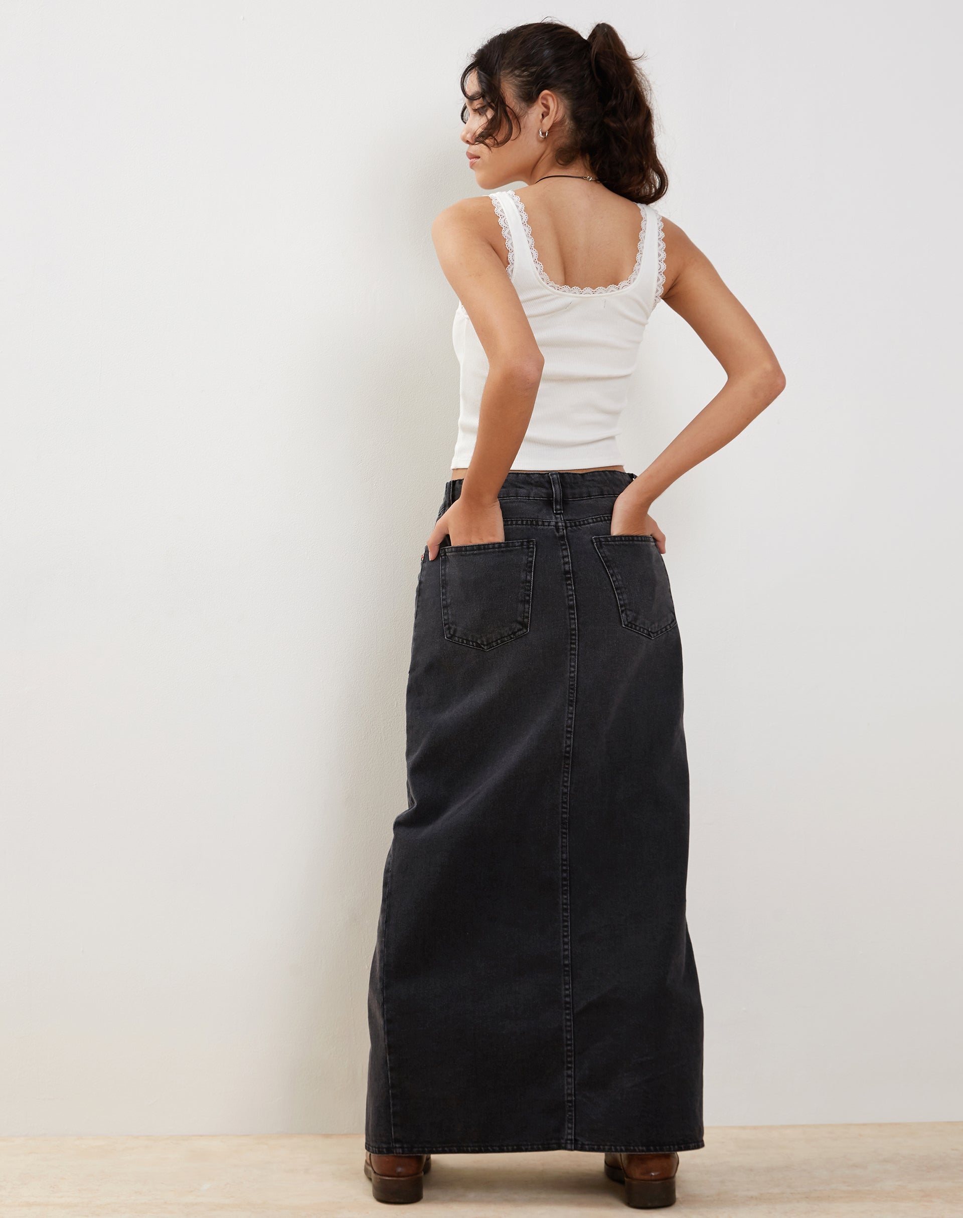 Carillo Lace Trim Vest Top in White-Nico Sky