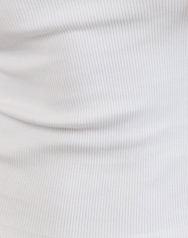 Cariter Racer Vest Top in Ribbed White-Nico Sky