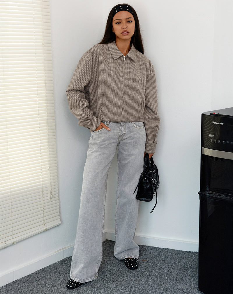 Carlo Cropped Jacket in Check Brown-Nico Sky