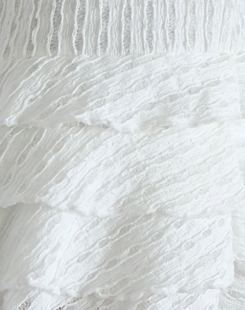 Carlota Mini Skirt in Crinkle White-Nico Sky