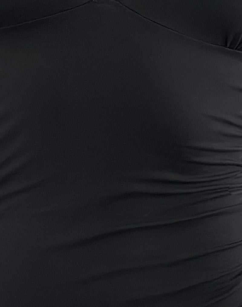 Carmila Gathered Mini Dress in Jersey Black-Nico Sky