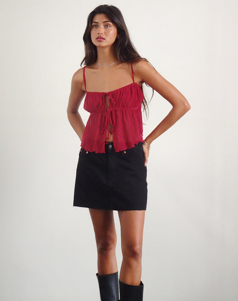 Carmina Cami Top in Mesh Cherry-Nico Sky