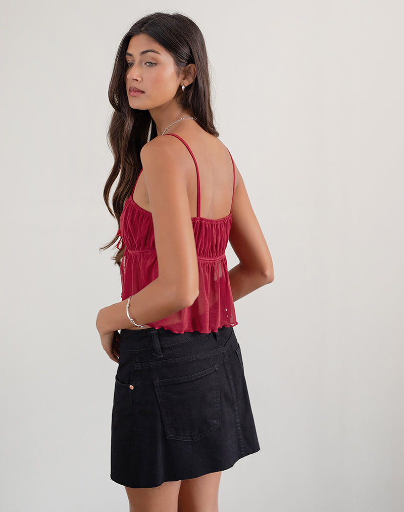 Carmina Cami Top in Mesh Cherry-Nico Sky
