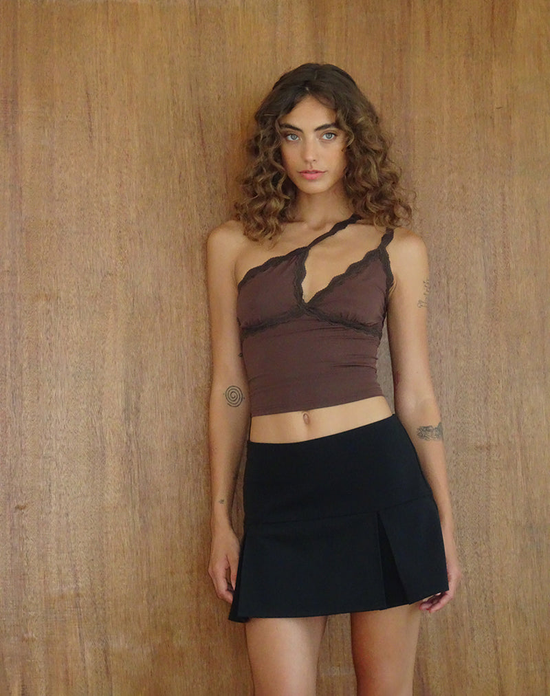 Carolina One Shoulder Top in Mocca-Nico Sky