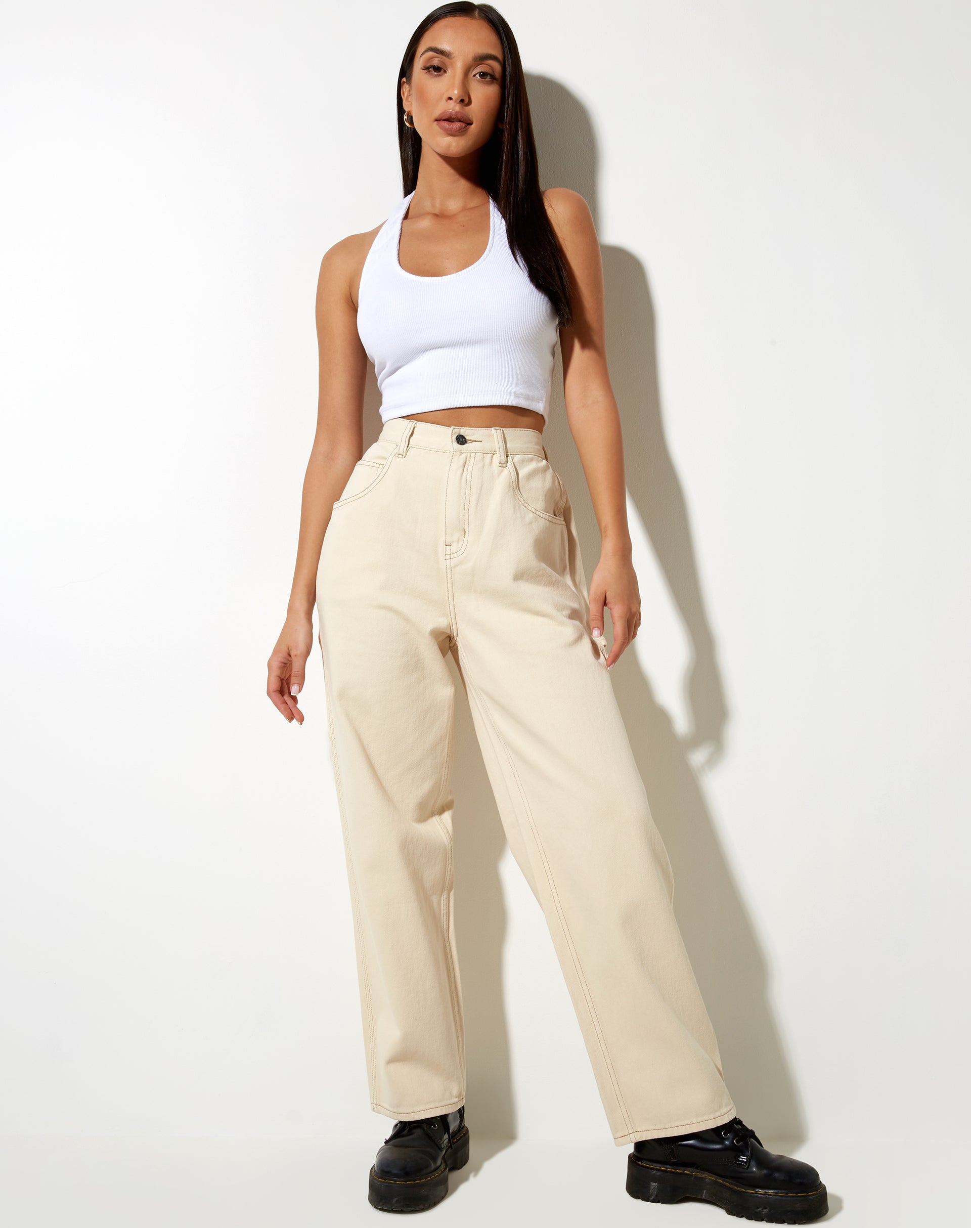 Carpenter Jeans in Ecru-Nico Sky