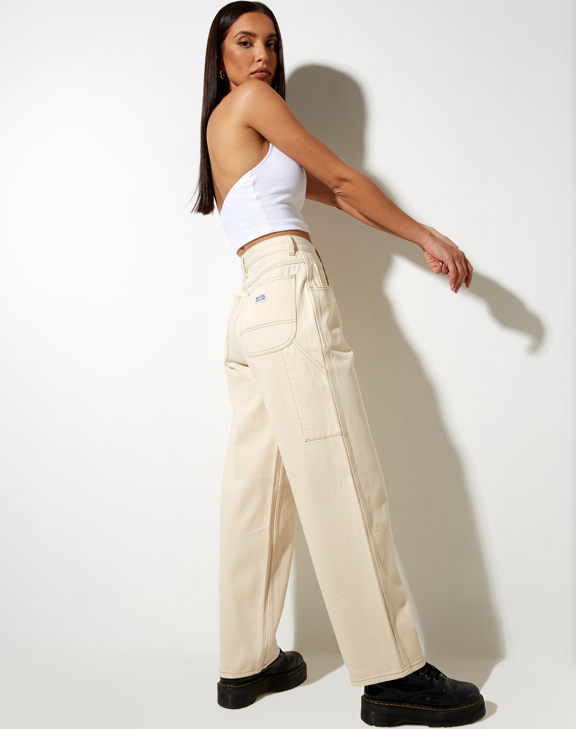 Carpenter Jeans in Ecru-Nico Sky